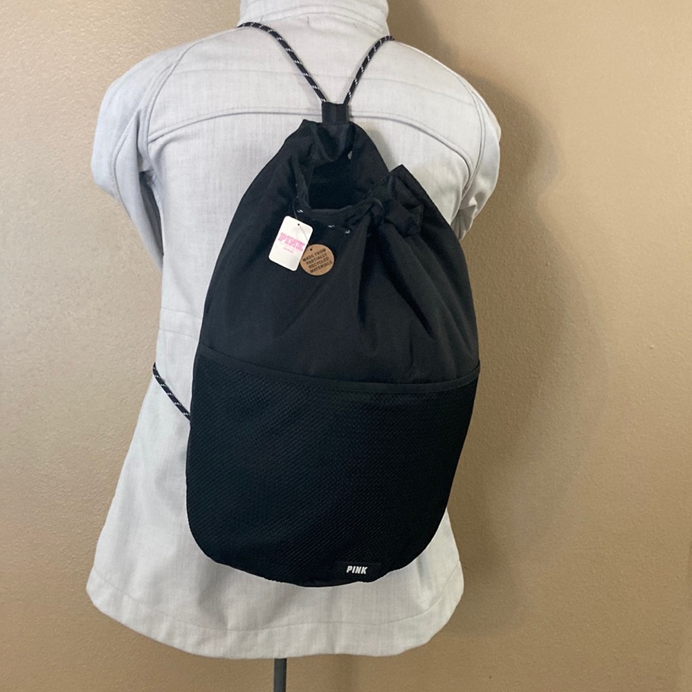 VICTORIAS SECRET Backpack PINK Gym bag SPORTS School WORK OUT Nylon drawstring